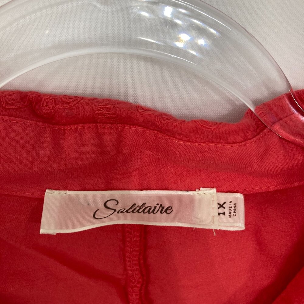 Solitaire 1x Red Embroidered Textured Flare Sleev… - image 2